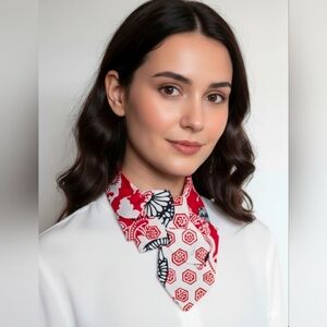 Ogsplosh Vintage Women's Ascot Scarf Oriental Print Size Small